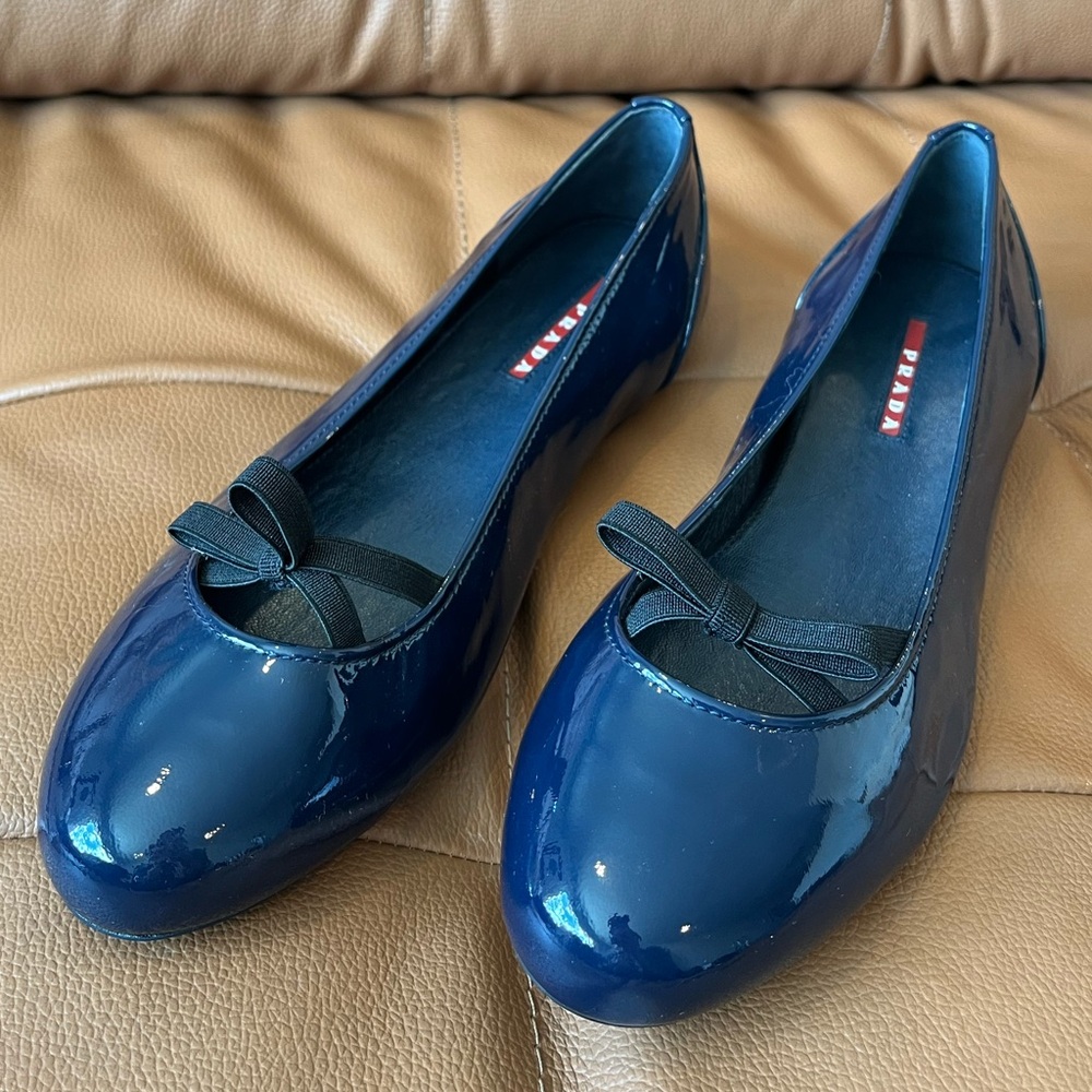Beautiful Navy Prada Ballerina Flats